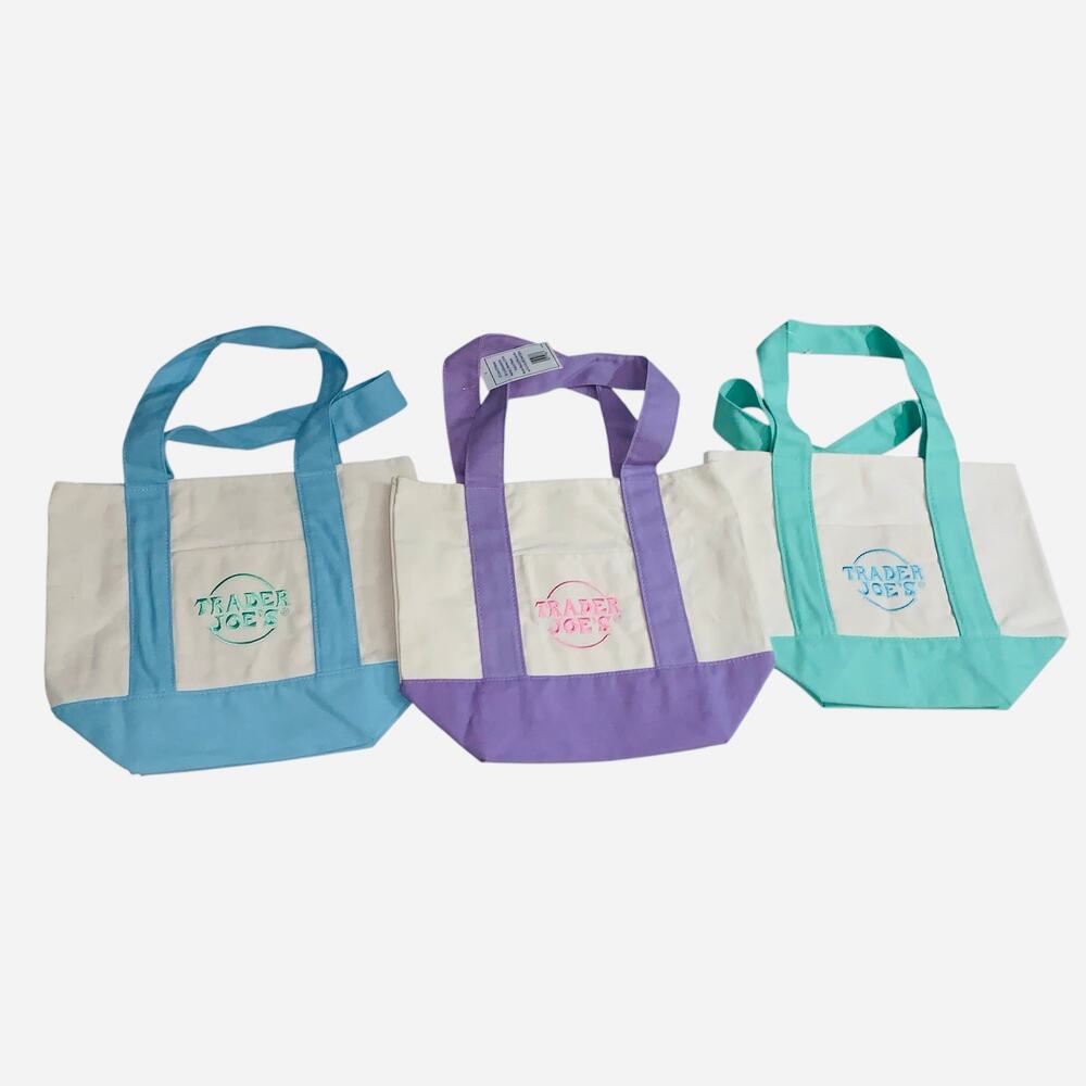 Trader Joe’s 2026 Mini Pastel Canvas Tote Bag Set Of 3